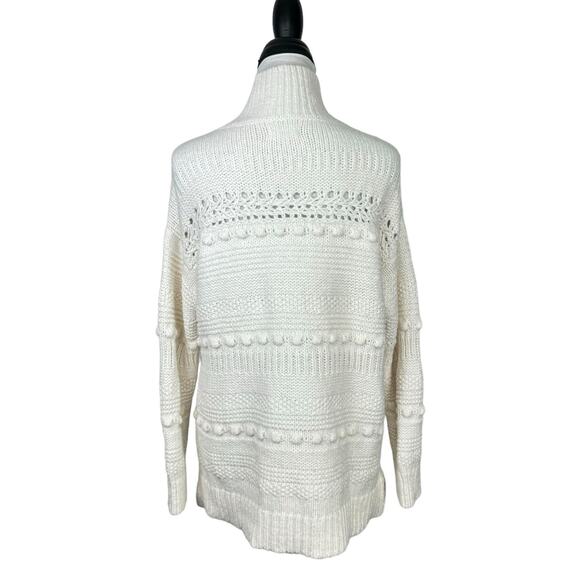 Lou & Grey M Ivory Popcorn Open Chunky Knit Winterweave Turtleneck Sweater - Picture 2 of 10